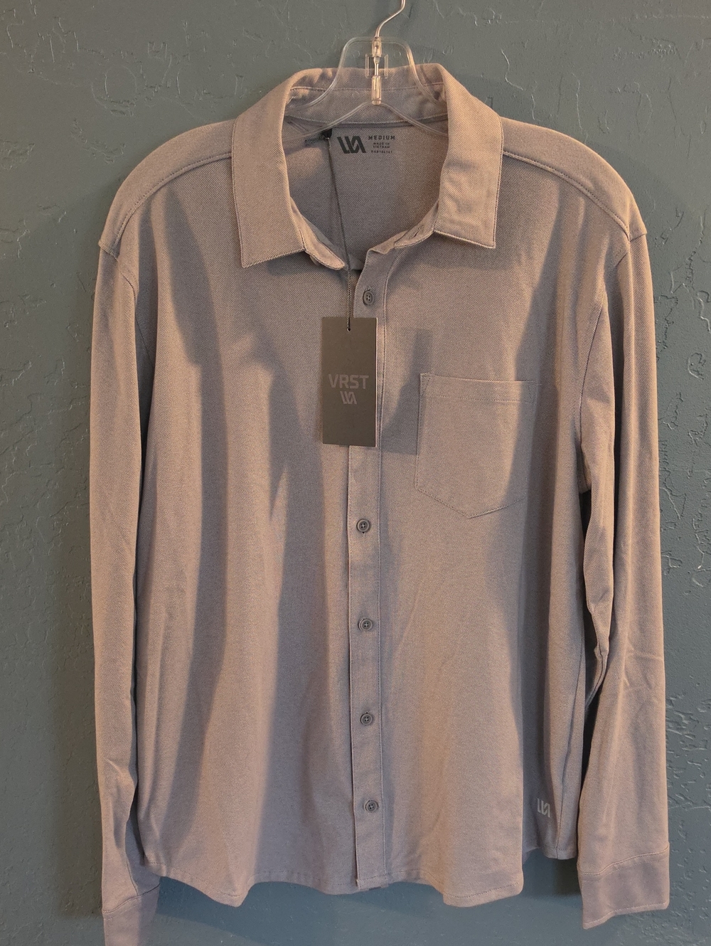 VRST Men’s Long-Sleeve Button-Down Shirt in Light Grey